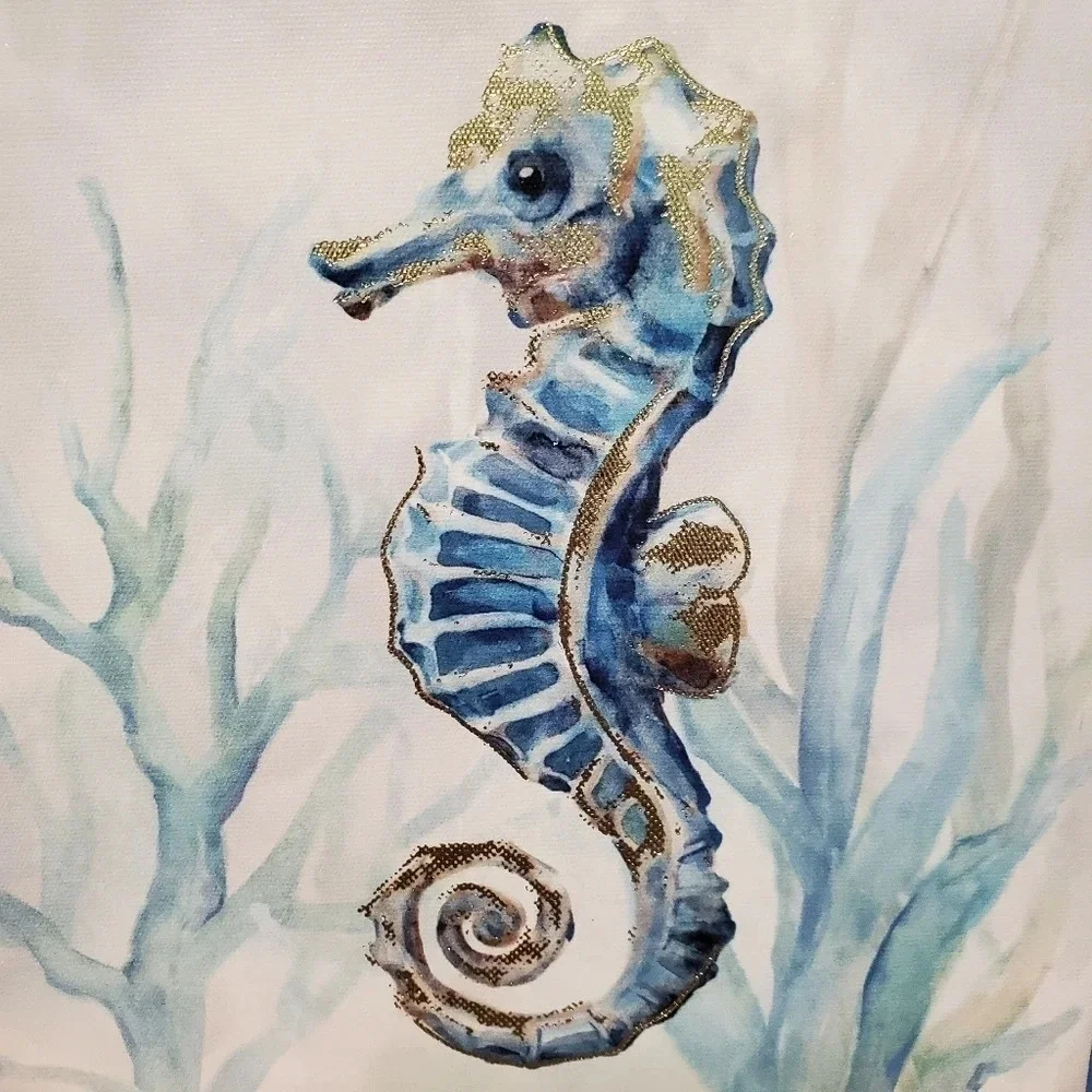 NEW Ocean Seahorse Canvas Art Home Hanging Wall Decor Coastal Beach House